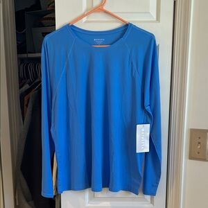 Athleta Woman’s Grid Knit Blue Long Sleeve Athletic Top
